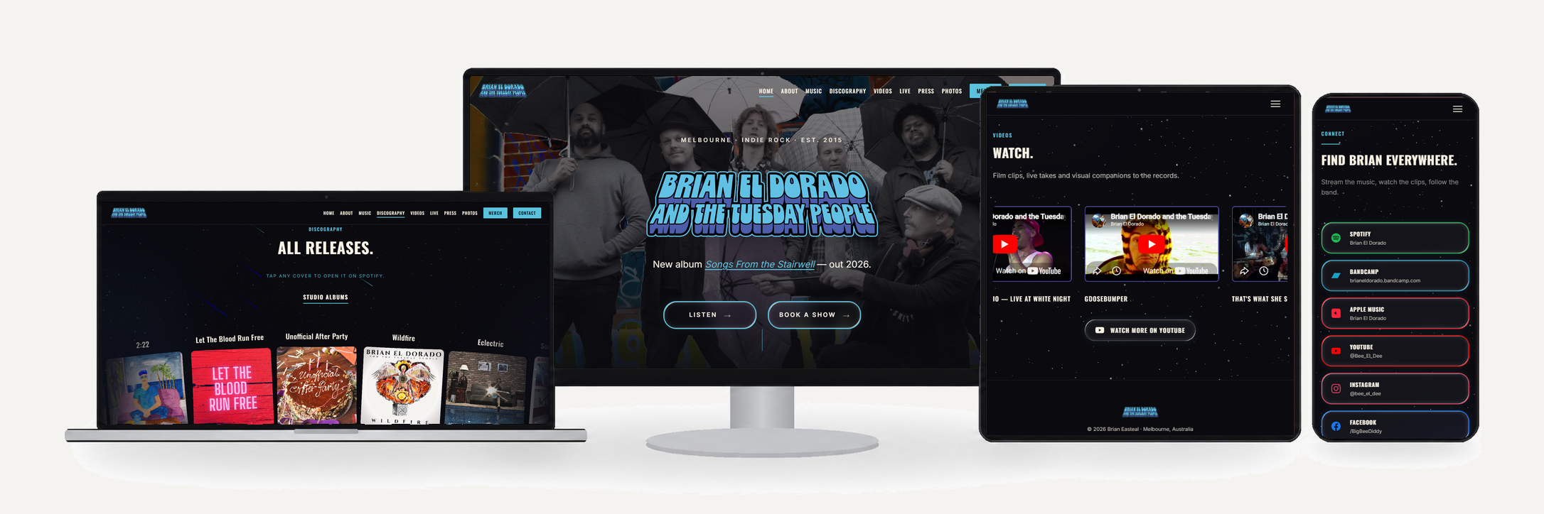 Brian El Dorado & The Tuesday People website across all devices