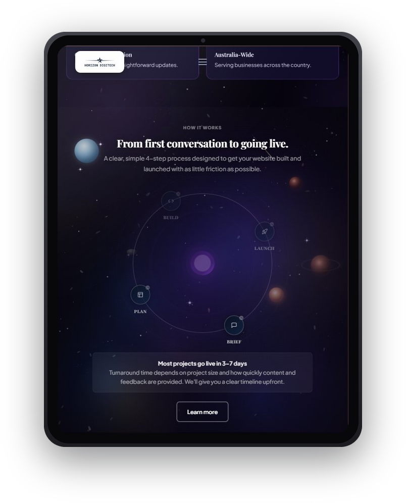 Tablet website mockup