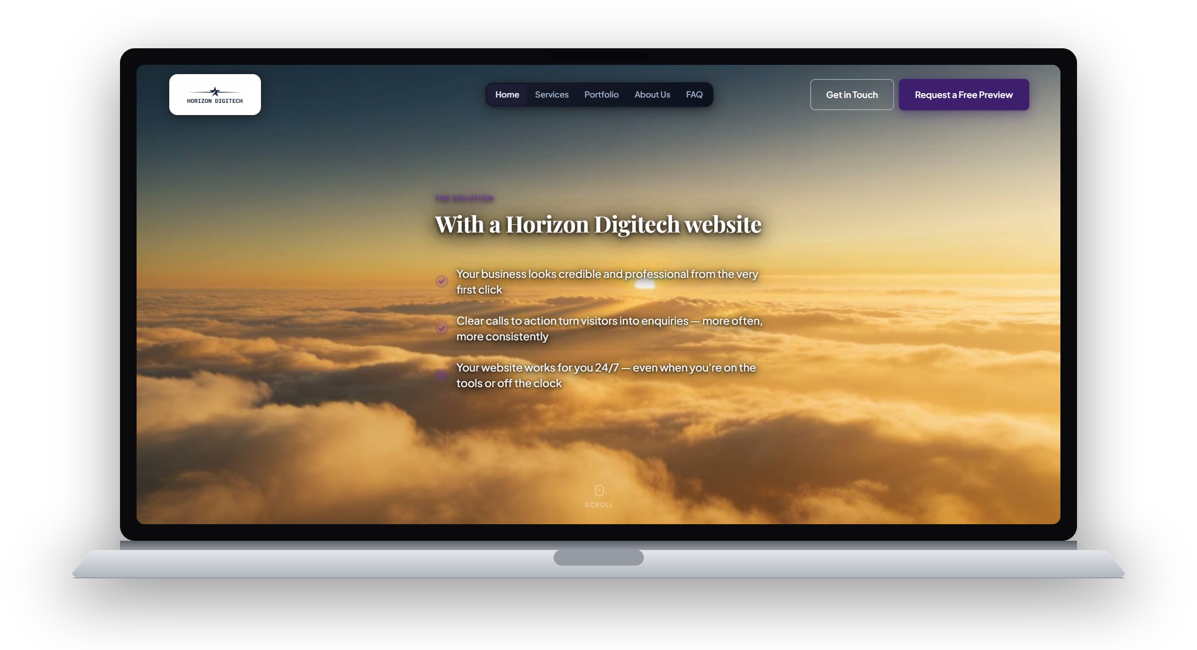 Laptop website mockup